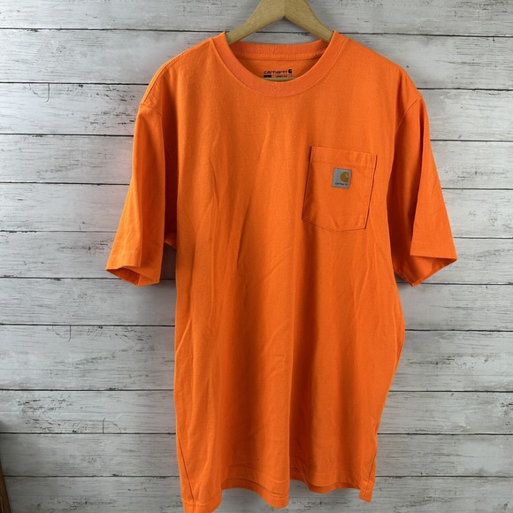 Carhartt T Shirt Mens Large Tall Loose Fit Short‎ Sleeve Pocket Orange K87 LT - Picture 1 of 9